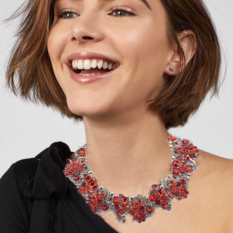 Zthread Bib Statement Necklace Colorful Glass Crystal Collar Choker Necklace for Women Fashion Accessories - Image 2
